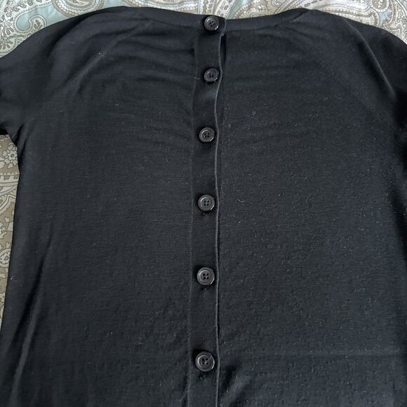 LOFT Black Back Button Sweater With Tan Cherry Print Lightweight Size Petite XS - Picture 7 of 9